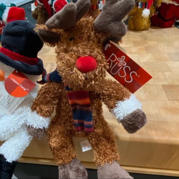 NWT Russ Berrie Glitter Critter Factory Christmas Decor Moose bendable plush - Picture 2 of 3